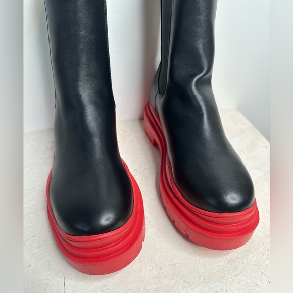 🆕 NWT Azalea Wang “Ghosted” Chunky Platform Boots – Black/Red Size 10 - Picture 9 of 12